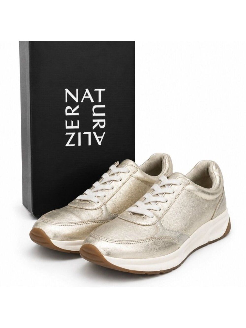 Naturalizer Shay Champagne Leather Supportive Sneakers Womens 8 Comfort Walking